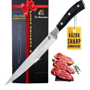 8”Black Carving Knife - High-Carbon German Steel
